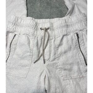 Athleta Sz‎ 10 Cabo Linen Jogger Light Cheetah Print Cream Beige Pants